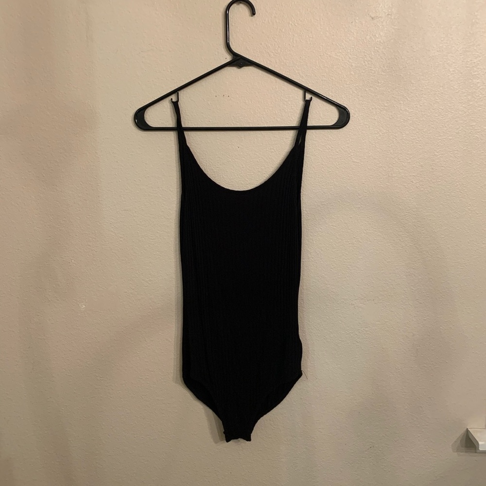 Black ribbed body suit